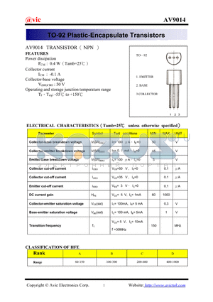 AV9014 datasheet - TO-92 Plastic-Encapsulate Transistors