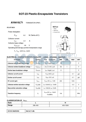 AV9015LT1 datasheet - SOT-23 Plastic-Encapsulate Transistors