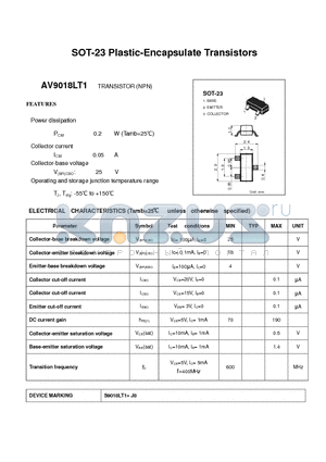 AV9018LT1 datasheet - SOT-23 Plastic-Encapsulate Transistors