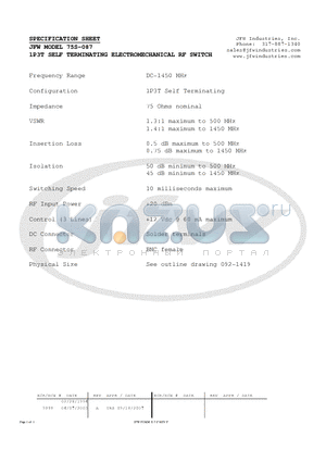 75S-087 datasheet - 1P3T SELF TERMINATING ELECTROMECHANICAL RF SWITCH