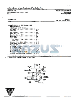 2N458B datasheet - GE PNP POWER BJT