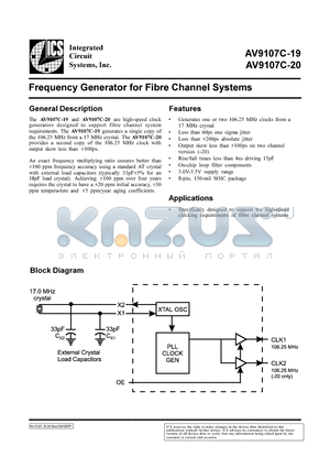 AV9107C-20 datasheet - Frequency Generator for Fibre Channel Systems