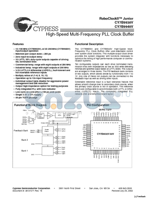 CY7B9930V-5AC datasheet - High-Speed Multi-Frequency PLL Clock Buffer