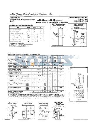 2N4851 datasheet - SILICON ANNULAR UNIJUNCTION TRANSISTORS