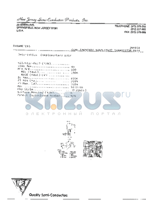 2N4854 datasheet - COMPLEMENTARY MONOLITHIC TRANSISTOR PAIR