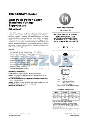 1SMB11CAT3 datasheet - Watt Peak Power Zener Transient Voltage Suppressors