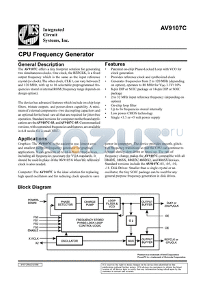 AV9107C-10CS08 datasheet - CPU Frequency Generator