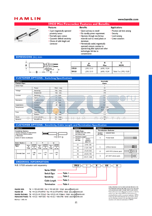 59020-I-U-01-A datasheet - Mini Firecracker Features and Benefits