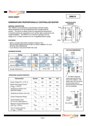 DN510 datasheet - SUBMINIATURE PROPORTIONALLY CONTROLLED HEATER