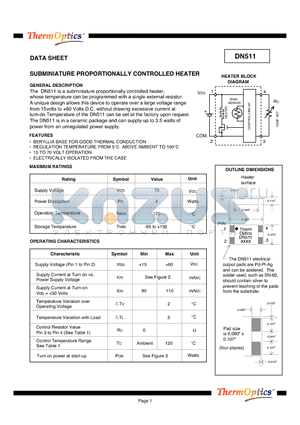 DN511 datasheet - SUBMINIATURE PROPORTIONALLY CONTROLLED HEATER