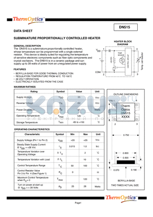DN515 datasheet - SUBMINIATURE PROPORTIONALLY CONTROLLED HEATER