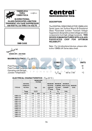 1SMB14CA datasheet - BI-DIRECTIONAL GLASS PASSIVATED JUNCTION TRANSIENT VOLTAGE SUPPRESSOR 600 WATTS, 5.0 THRU 170 VOLTS