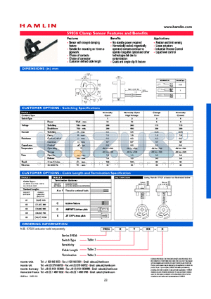 59036X-T-01-D datasheet - Clamp Sensor Features and Benefits