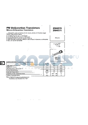 2N4871 datasheet - PN UNIJUNCTION TRANSISTORS SILICON  UNIJUNCTION TRANSISTORS