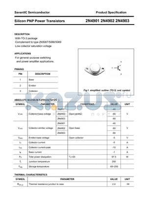 2N4902 datasheet - Silicon PNP Power Transistors