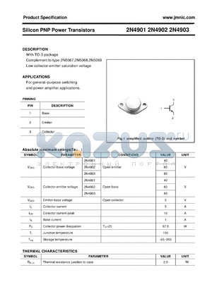 2N4903 datasheet - Silicon PNP Power Transistors