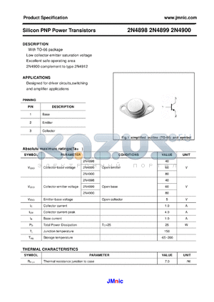 2N4899 datasheet - Silicon PNP Power Transistors