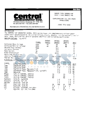 2N4906 datasheet - COMPLEMENTARY SILICON POWER TRANSISTORS