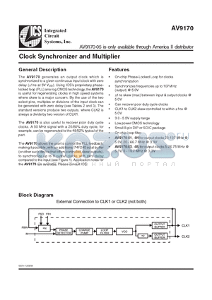 AV9170 datasheet - Clock Synchronizer and Multiplier