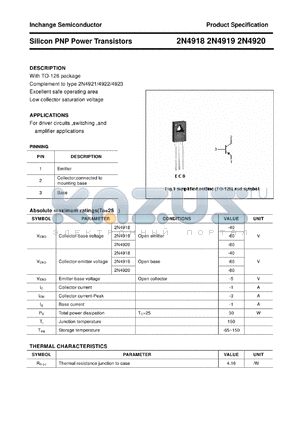 2N4919 datasheet - Silicon PNP Power Transistors