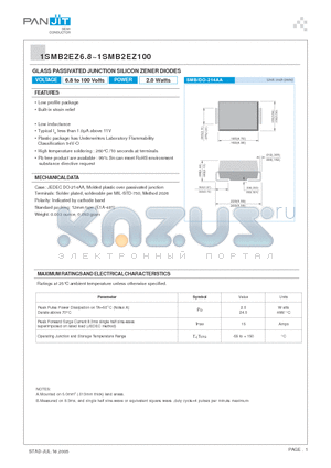 1SMB2EZ14 datasheet - GLASS PASSIVATED JUNCTION SILICON ZENER DIODES