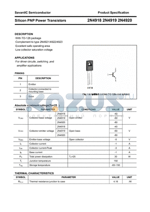 2N4920 datasheet - Silicon PNP Power Transistors