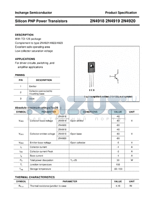 2N4920 datasheet - Silicon PNP Power Transistors