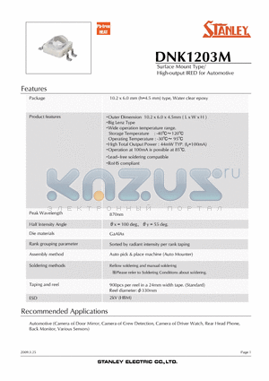 DNK1203M datasheet - Surface Mount Type/ High-output IRED for Automotive