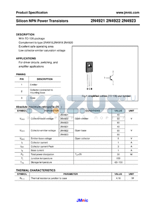 2N4922 datasheet - Silicon NPN Power Transistors