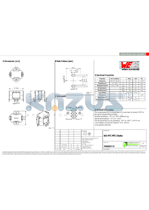 760802112 datasheet - WE-PFC PFC Choke