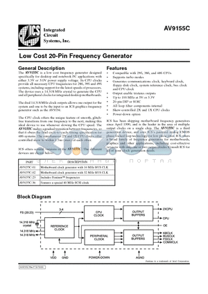 AV9155C-36CM20 datasheet - Low Cost 20-Pin Frequency Generator