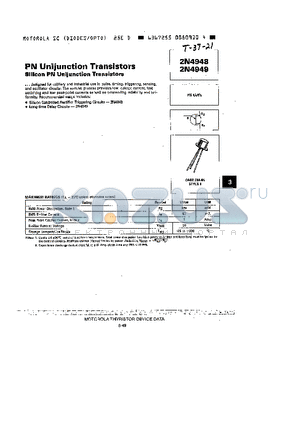 2N4949 datasheet - PN UNIJUNCTION TRANSISTORS SILICON PN UNIJUNCTION TRANSISTORS