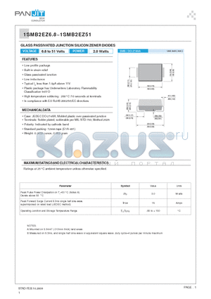 1SMB2EZ30 datasheet - GLASS PASSIVATED JUNCTION SILICON ZENER DIODES