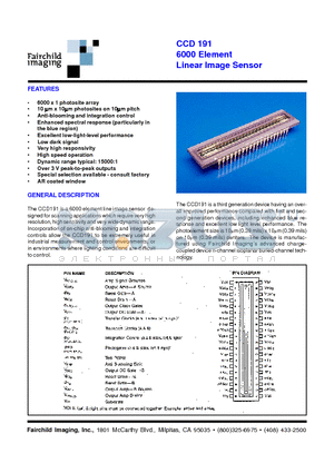 CCD191 datasheet - 6000 Element Linear Image Sensor