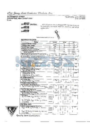 2N4959 datasheet - PNP SILICON ANNULAR SMALL-SIGNAL