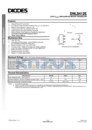 DNLS412E-13 datasheet - LOW VCE(SAT) NPN SURFACE MOUNT TRANSISTOR