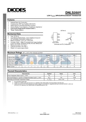 DNLS350Y-13 datasheet - LOW VCE(SAT) NPN SURFACE MOUNT TRANSISTOR