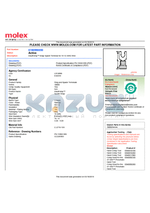 CCD20503 datasheet - InsulKrimp Snap Spade Terminal for 10-12 AWG Wire