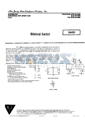 2N4991 datasheet - BILATERAL SWITCH