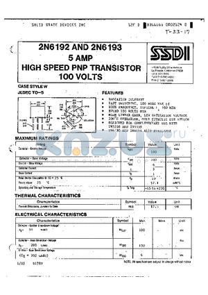 2N5005 datasheet - 5 AMP HIGH SPEED PNP TRANSISTOR 100 VOLTS