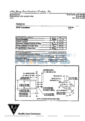 2N5010 datasheet - NPN TRANSISTOR