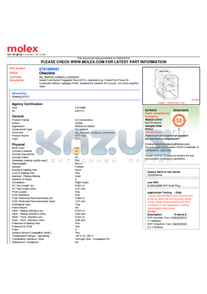 761000001 datasheet - Small Form-factor Pluggable Plus (SFP) Stacked 2-by-1 Multi-Port Press Fit Connector without Lightpipe Ports