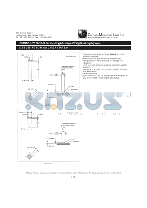 7611D2-S datasheet - Bright Pipes  Optical Lightpipes
