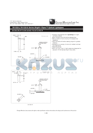 7611D2-L datasheet - Bright Pipes  Optical Lightpipes