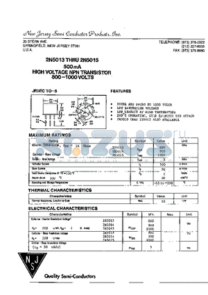 2N5014 datasheet - HIGH VOLTAGE NPN TRANSISTOR