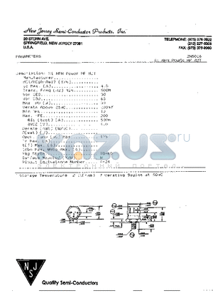 2N5016 datasheet - SI NPN POWER HF BJT