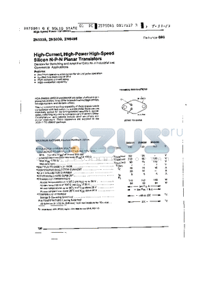 2N5038 datasheet - HIGH-CURRENT, HIGH-POWER HIGH-SPEED SILICON N-P-N PLANAR TRANSISTORS