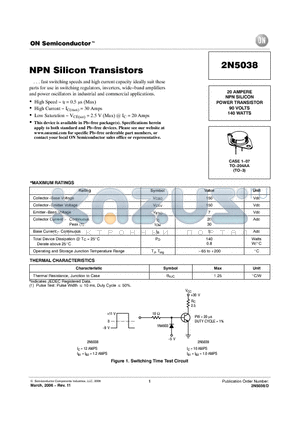 2N5038 datasheet - NPN Silicon Transistors