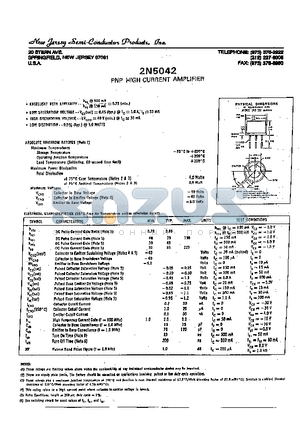 2N5042 datasheet - PNP HIGH CURRENT AMPLIFIER