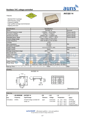 AVCQO14 datasheet - Oscillator THT, voltage-controlled